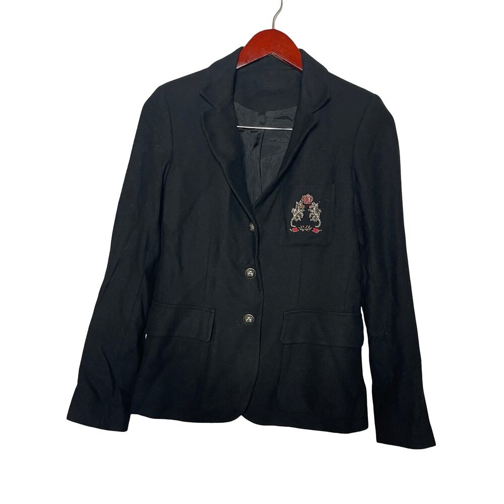 Sinequanone black blazer with embroidered chest pocket sz FR 38 US 6